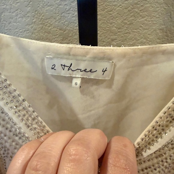 Parker 2 Three 4 Cream Beaded Camisole Top Women's Small - Picture 4 of 6